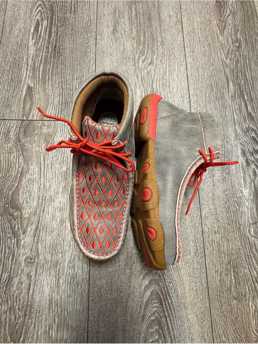 Twisted X Gray Brown and Coral Comfort Insole Sneaker